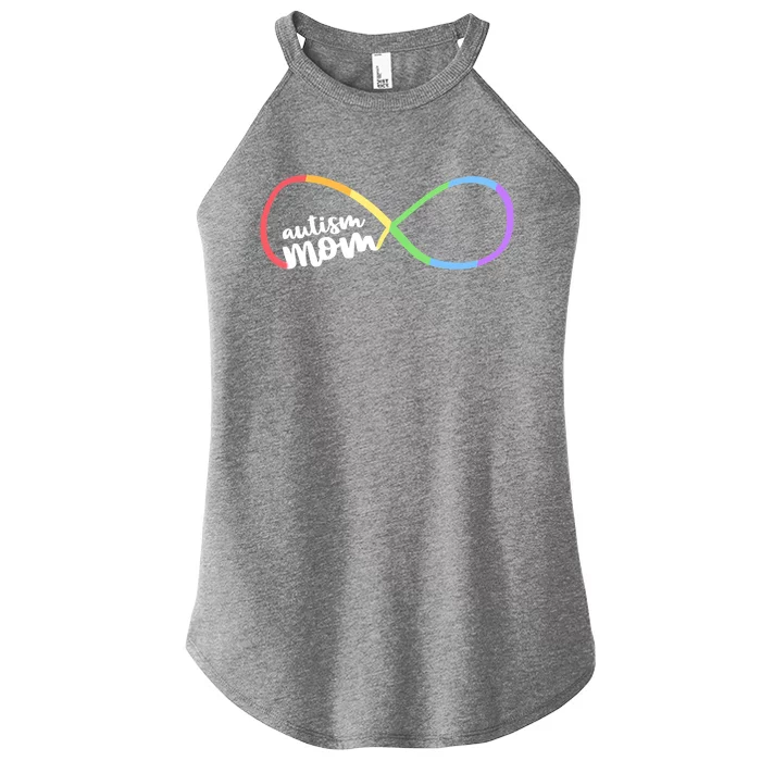 Family Autism Awareness Mom Rainbow Infinity Symbol Gift Women’s Perfect Tri Rocker Tank