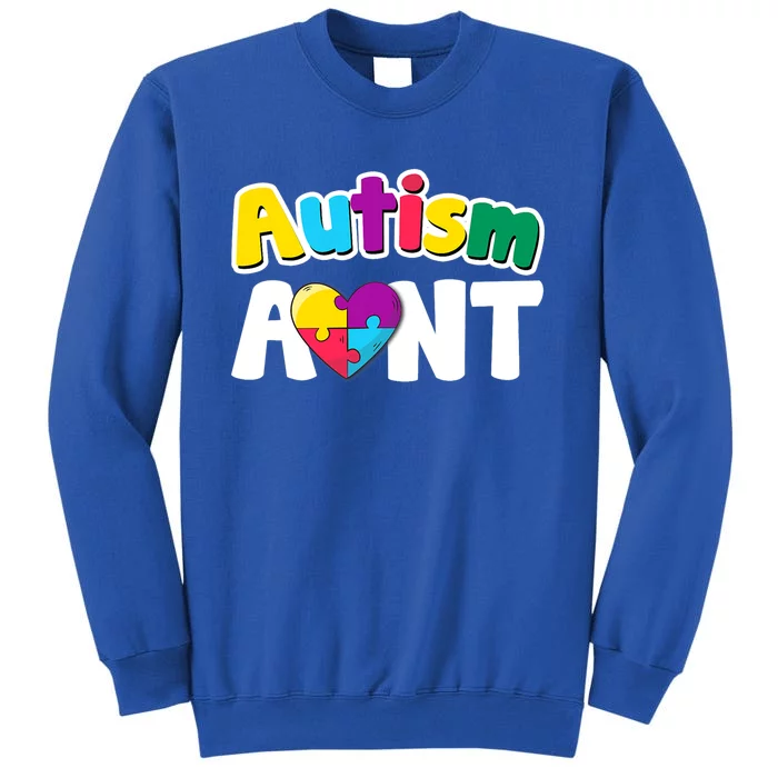 Funny Autism Aunt Awareness Puzzle Pieces Colors Meaningful Gift Sweatshirt