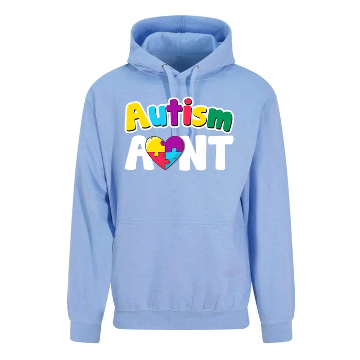 Funny Autism Aunt Awareness Puzzle Pieces Colors Meaningful Gift Unisex Surf Hoodie