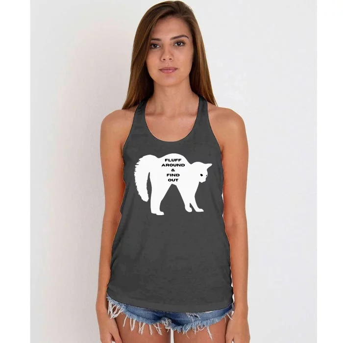 Fluff Around And Find Out Funny Cat Women's Knotted Racerback Tank