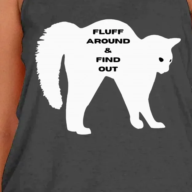 Fluff Around And Find Out Funny Cat Women's Knotted Racerback Tank