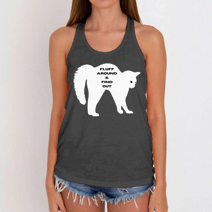 Fluff Around And Find Out Funny Cat Women's Knotted Racerback Tank