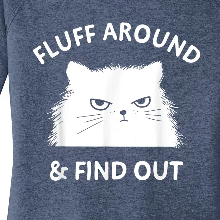 Fluff Around And Find Out Funny Cat Women's Perfect Tri Tunic Long Sleeve Shirt