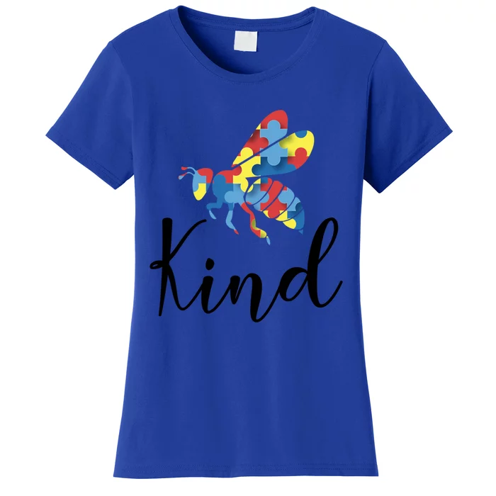 Funny Autism Awareness Quote Bee Kind Puzzle Pieces Gift Women's T-Shirt