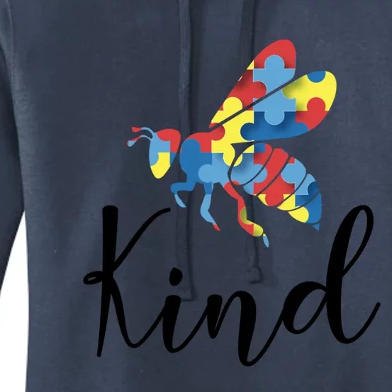 Funny Autism Awareness Quote Bee Kind Puzzle Pieces Gift Women's Pullover Hoodie