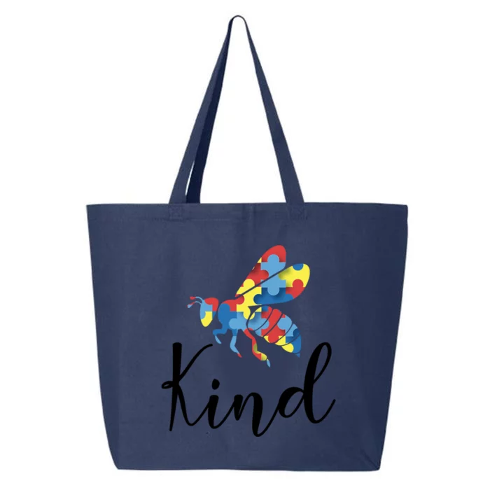 Funny Autism Awareness Quote Bee Kind Puzzle Pieces Gift 25L Jumbo Tote