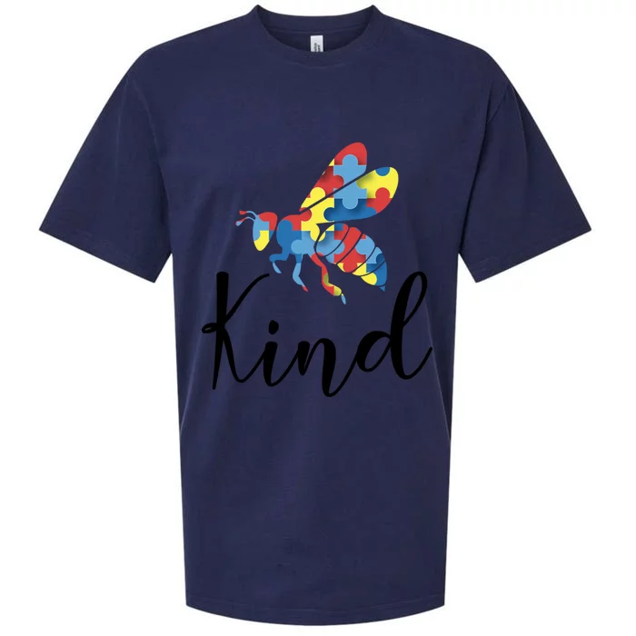 Funny Autism Awareness Quote Bee Kind Puzzle Pieces Gift Sueded Cloud Jersey T-Shirt