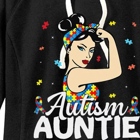 Funny Autism Awareness Gifts Autistic Autism Auntie Women's Fleece Hoodie