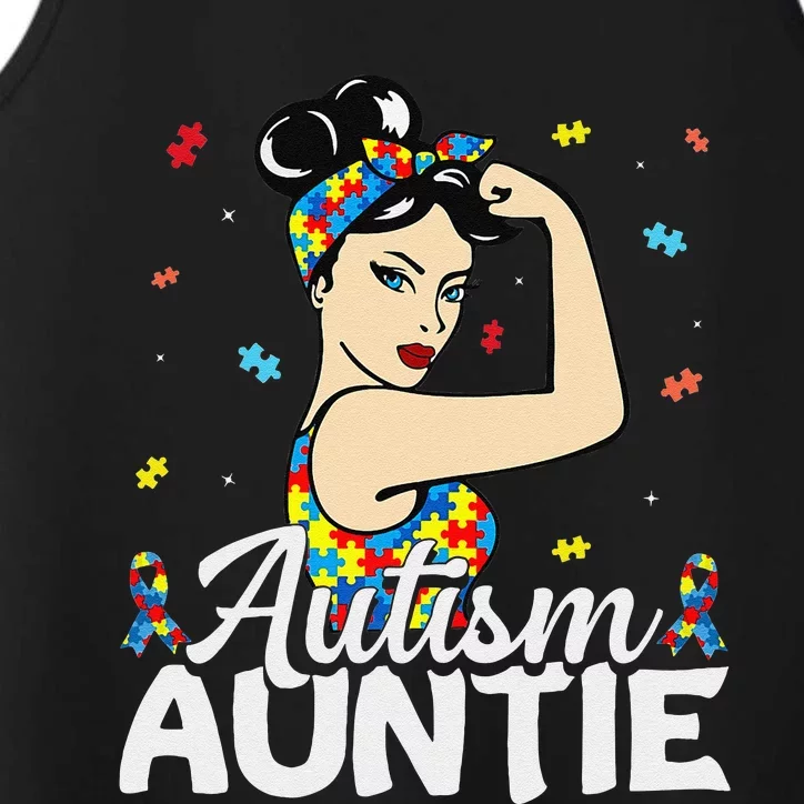 Funny Autism Awareness Gifts Autistic Autism Auntie Performance Tank