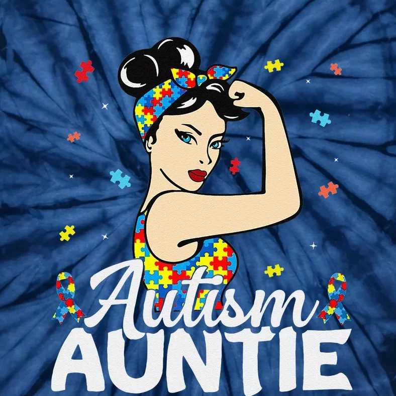 Funny Autism Awareness Gifts Autistic Autism Auntie Tie-Dye T-Shirt