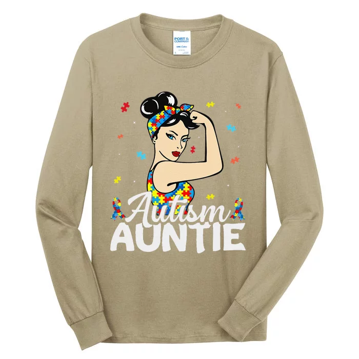 Funny Autism Awareness Gifts Autistic Autism Auntie Tall Long Sleeve T-Shirt