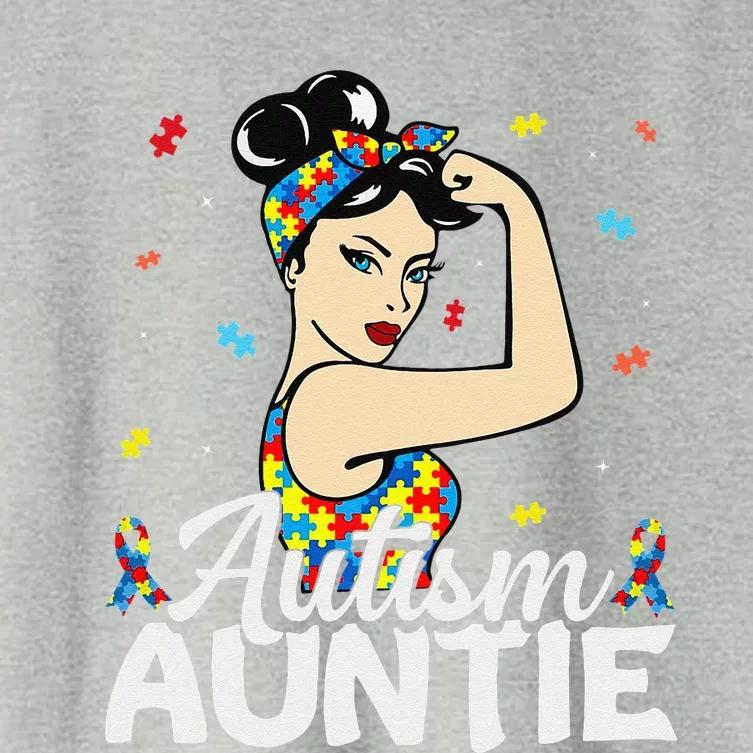 Funny Autism Awareness Gifts Autistic Autism Auntie Women's Crop Top Tee