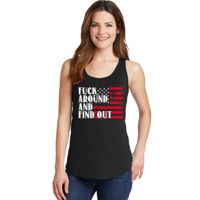 Fuck Around And Find Out American USA Flag Funny Ladies Essential Tank