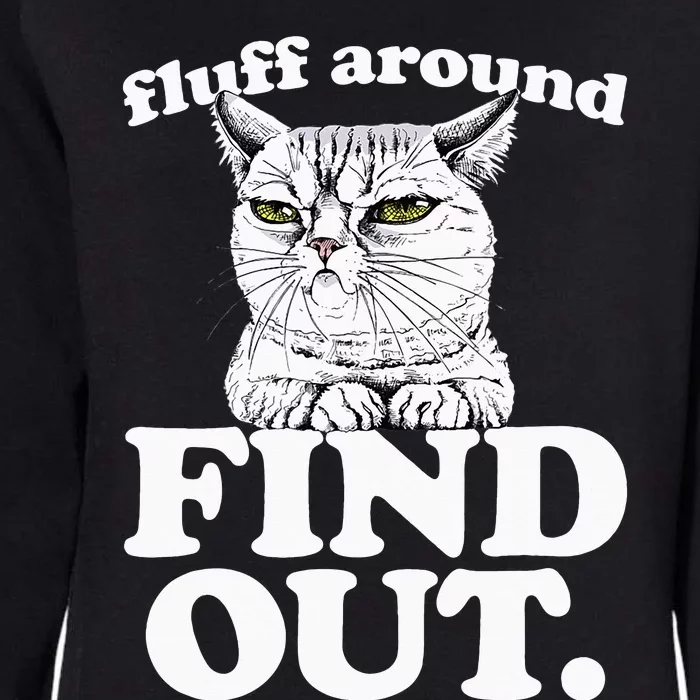 Fluff Around and Find Out Angry Kitty Cat Sarcastic Novelty Womens California Wash Sweatshirt