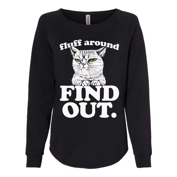 Fluff Around and Find Out Angry Kitty Cat Sarcastic Novelty Womens California Wash Sweatshirt