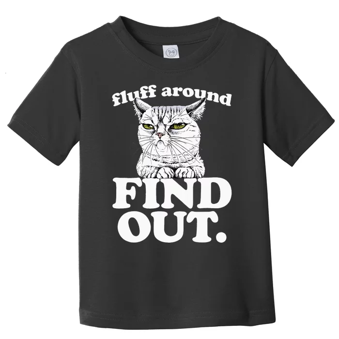 Fluff Around and Find Out Angry Kitty Cat Sarcastic Novelty Toddler T-Shirt