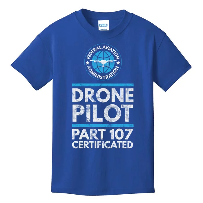 Federal Aviation Administration Certified Drone Pilot Gift Funny Gift Kids T-Shirt