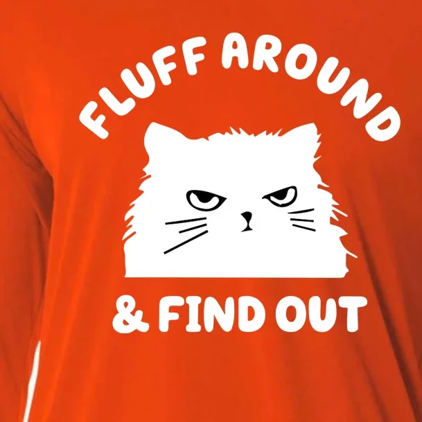 Fluff Around And Find Out Funny Angry Cat Cooling Performance Long Sleeve Crew