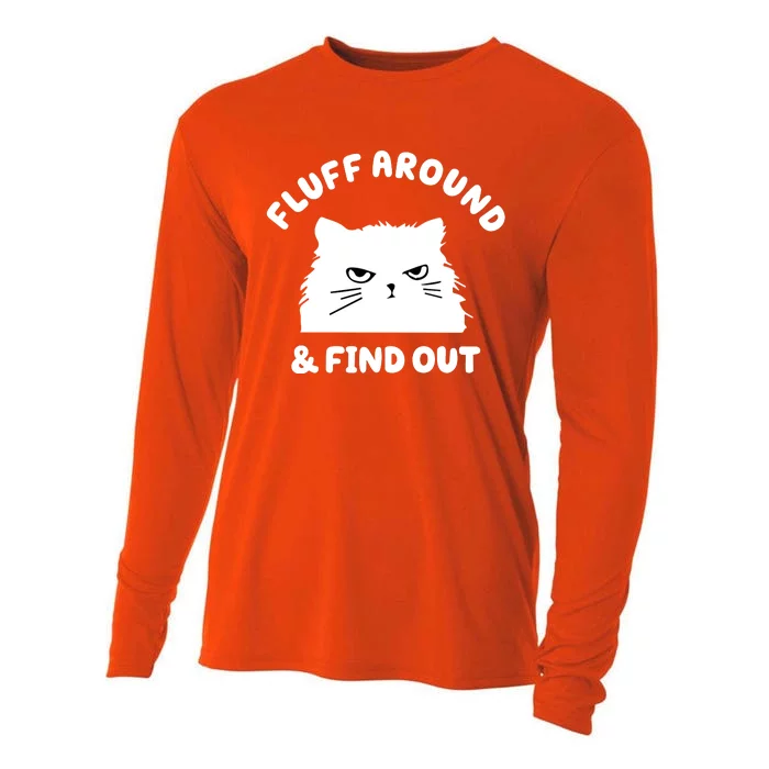 Fluff Around And Find Out Funny Angry Cat Cooling Performance Long Sleeve Crew