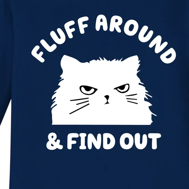 Fluff Around And Find Out Funny Angry Cat Baby Long Sleeve Bodysuit