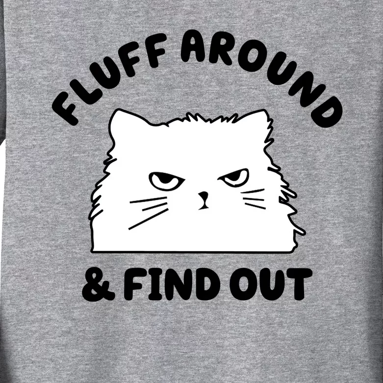 Fluff Around And Find Out Funny Angry Cat Kids Long Sleeve Shirt