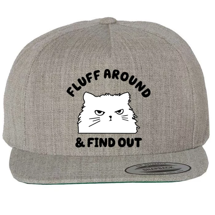 Fluff Around And Find Out Funny Angry Cat Wool Snapback Cap