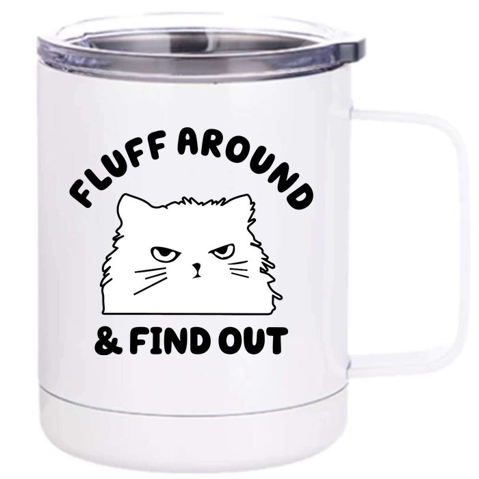 Fluff Around And Find Out Funny Angry Cat Front & Back 12oz Stainless Steel Tumbler Cup