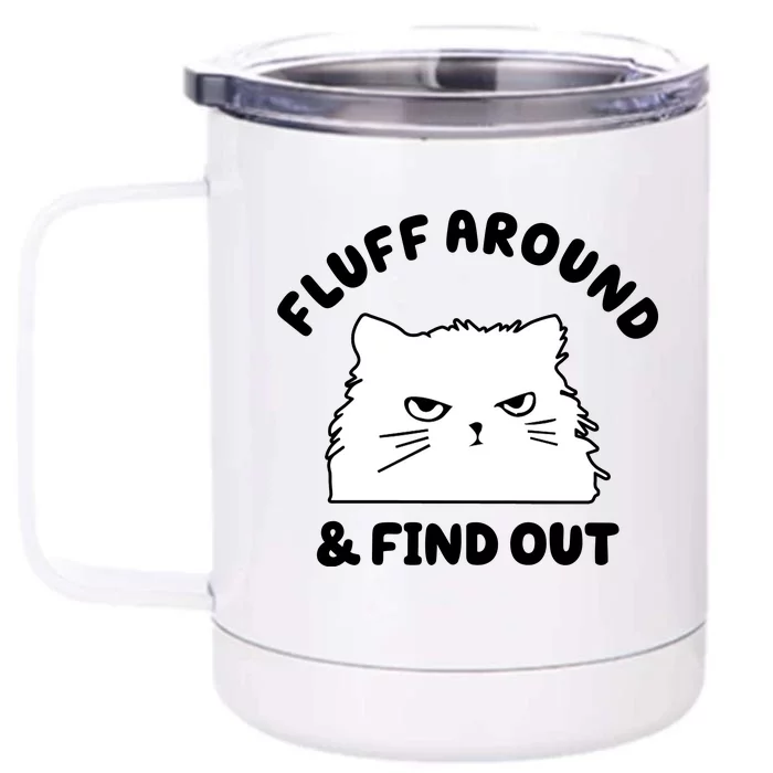 Fluff Around And Find Out Funny Angry Cat Front & Back 12oz Stainless Steel Tumbler Cup