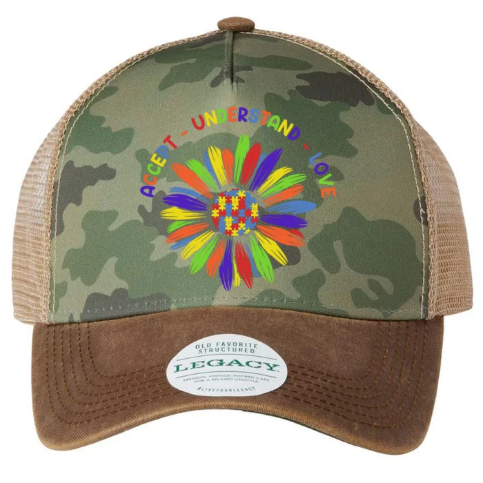 Floral Autism Awareness Daisy Flower Autism Awareness Day Legacy Tie Dye Trucker Hat