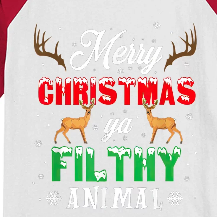 Funny Alone At Home Movies Merry Christmas You Filty Animal Shirt Kids Colorblock Raglan Jersey