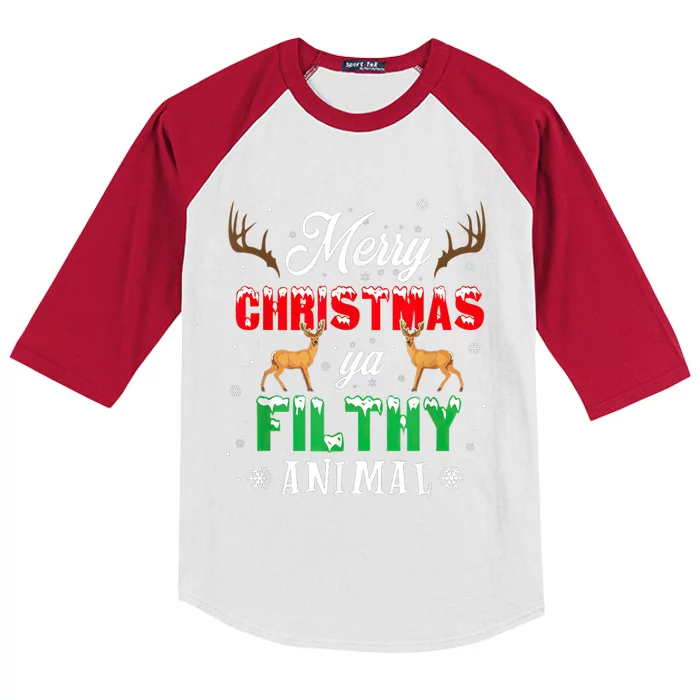 Funny Alone At Home Movies Merry Christmas You Filty Animal Shirt Kids Colorblock Raglan Jersey