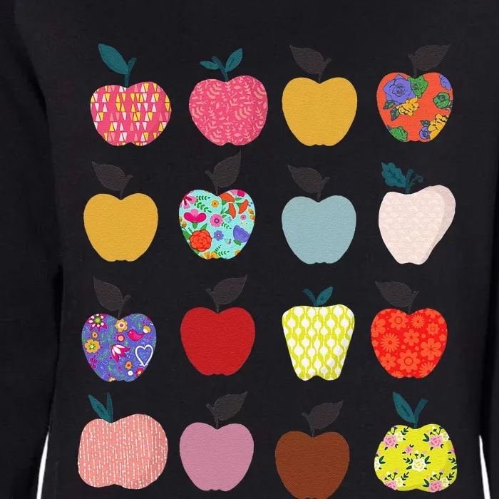 Folk Art Apples Back To School Teacher Funny Womens California Wash Sweatshirt