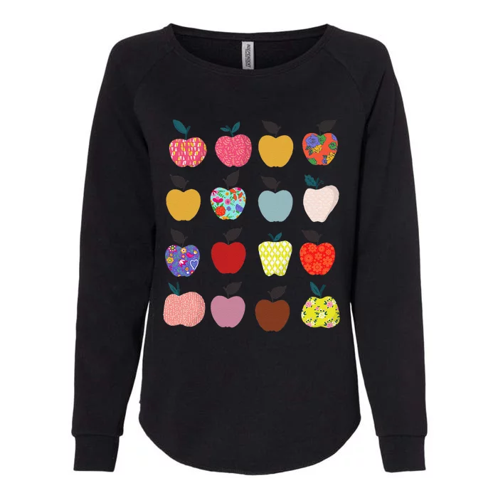 Folk Art Apples Back To School Teacher Funny Womens California Wash Sweatshirt