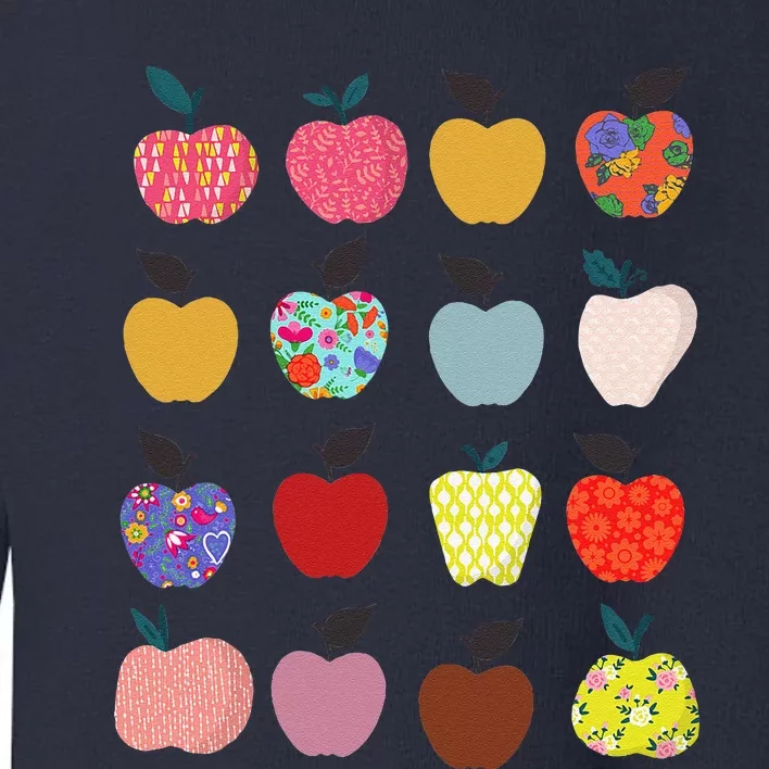 Folk Art Apples Back To School Teacher Funny Toddler Sweatshirt