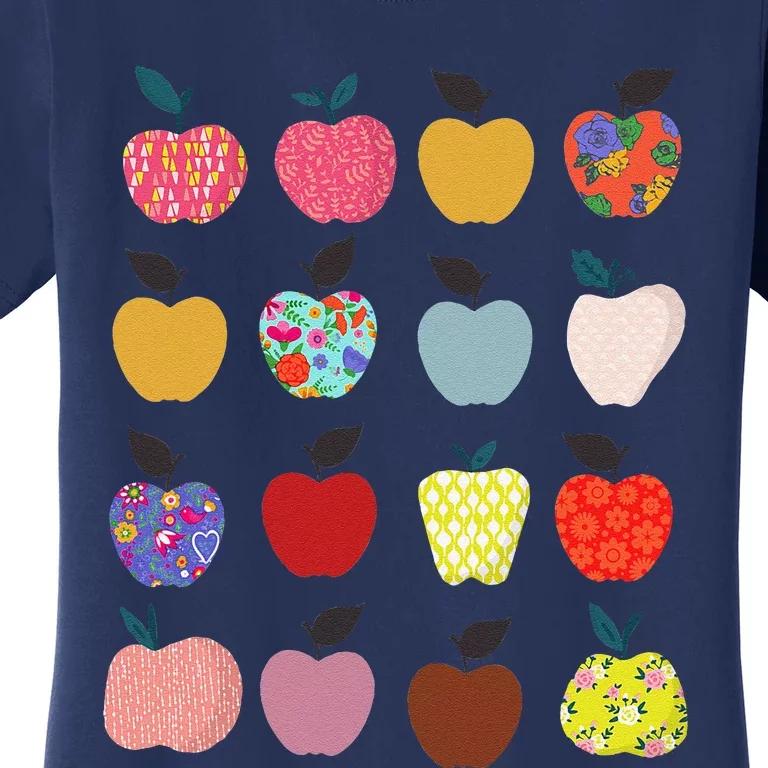 Folk Art Apples Back To School Teacher Funny Women's T-Shirt