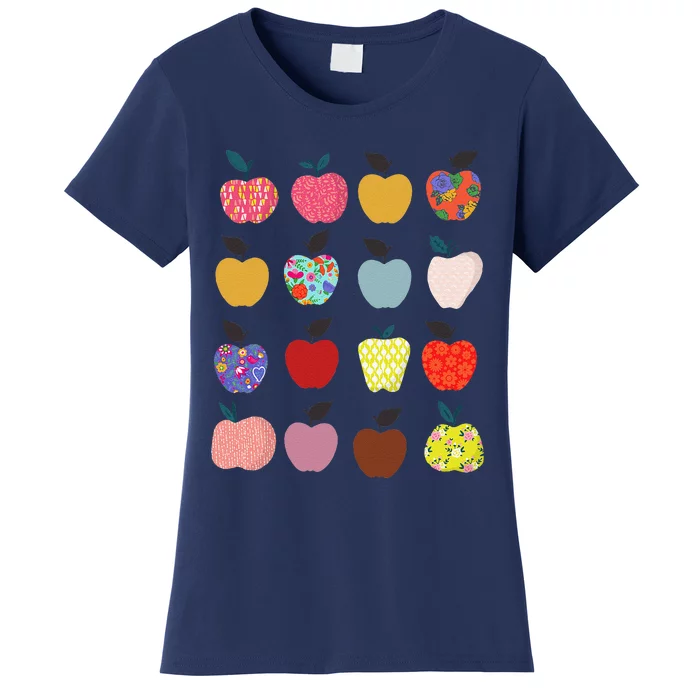 Folk Art Apples Back To School Teacher Funny Women's T-Shirt