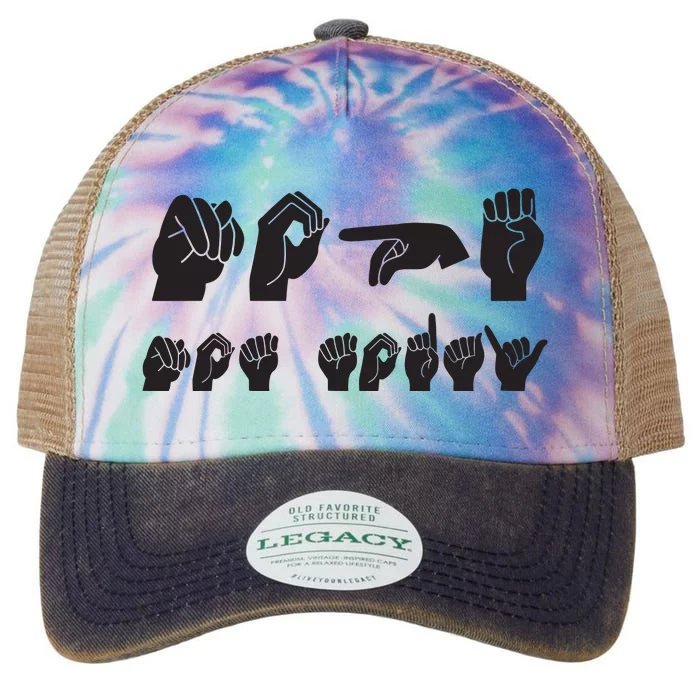 Funny ASL American Sign Language Legacy Tie Dye Trucker Hat