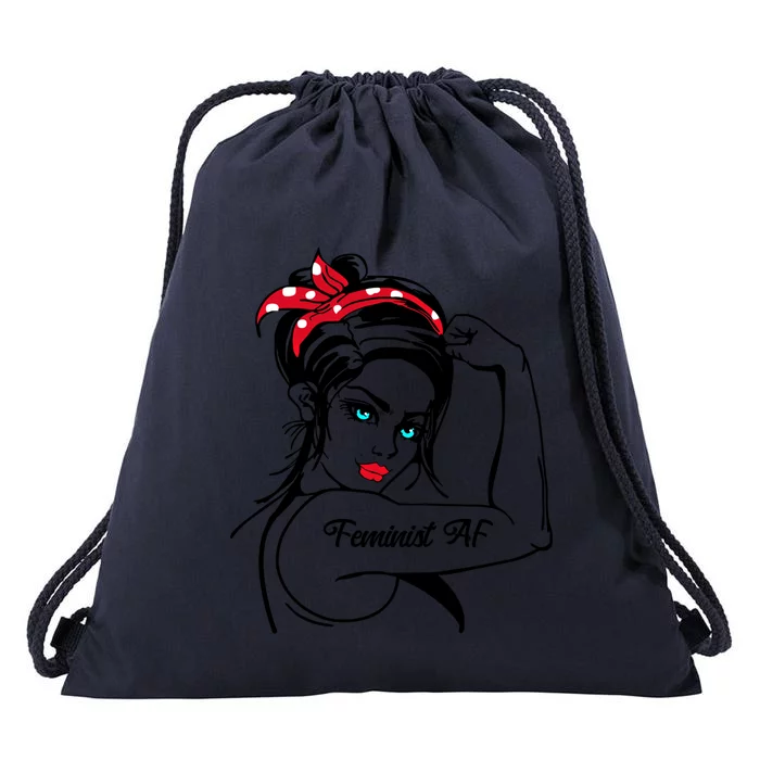 Feminist Af As Fuck Rosie The Riveter Gift Drawstring Bag