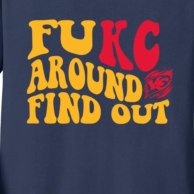 Fuck Around And Find Out Cool Chiefs Football Design Kids Long Sleeve Shirt