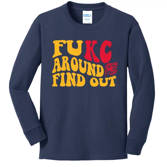 Fuck Around And Find Out Cool Chiefs Football Design Kids Long Sleeve Shirt