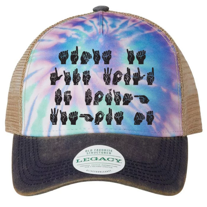 Funny ASL American Sign Language Legacy Tie Dye Trucker Hat