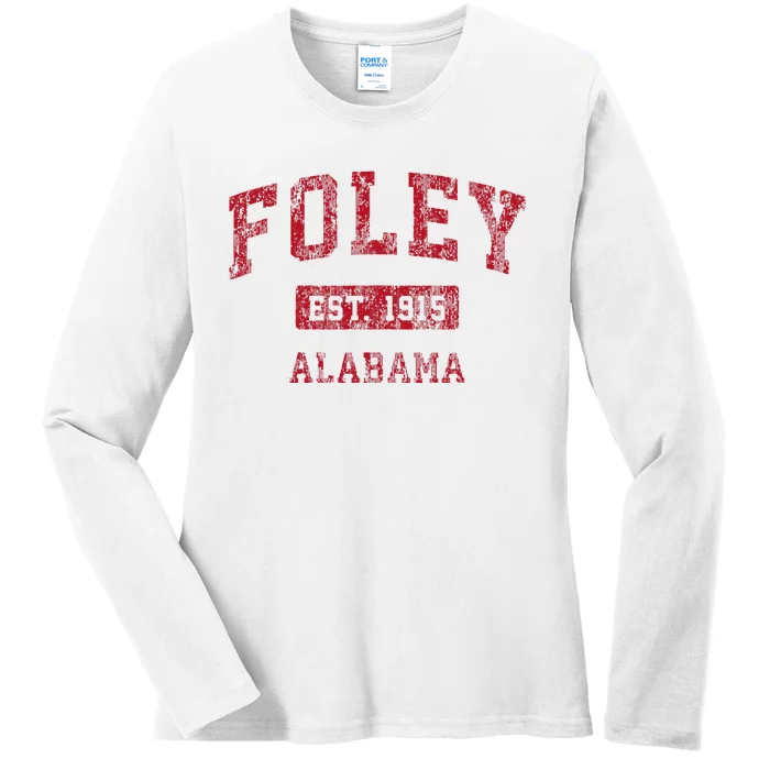 Foley Alabama Al Vintage Sports Design Red Design Ladies Long Sleeve Shirt