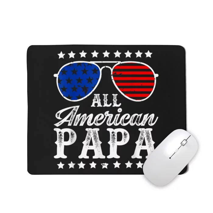 Funny All American Papa Sunglasses USA 4th Of July Mousepad