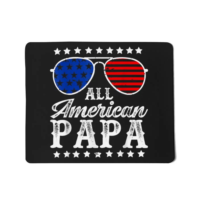 Funny All American Papa Sunglasses USA 4th Of July Mousepad