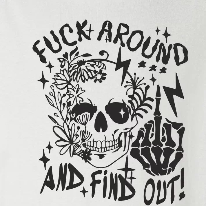 Fuck Around And Find Out Snarky Adult Humor Floral Skull Skeleton Toddler Long Sleeve Shirt