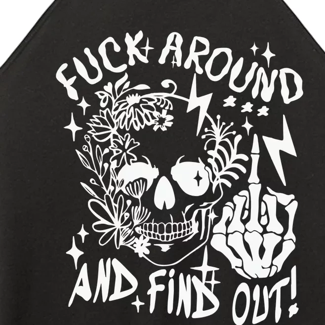 Fuck Around And Find Out Snarky Adult Humor Floral Skull Skeleton Women’s Perfect Tri Rocker Tank