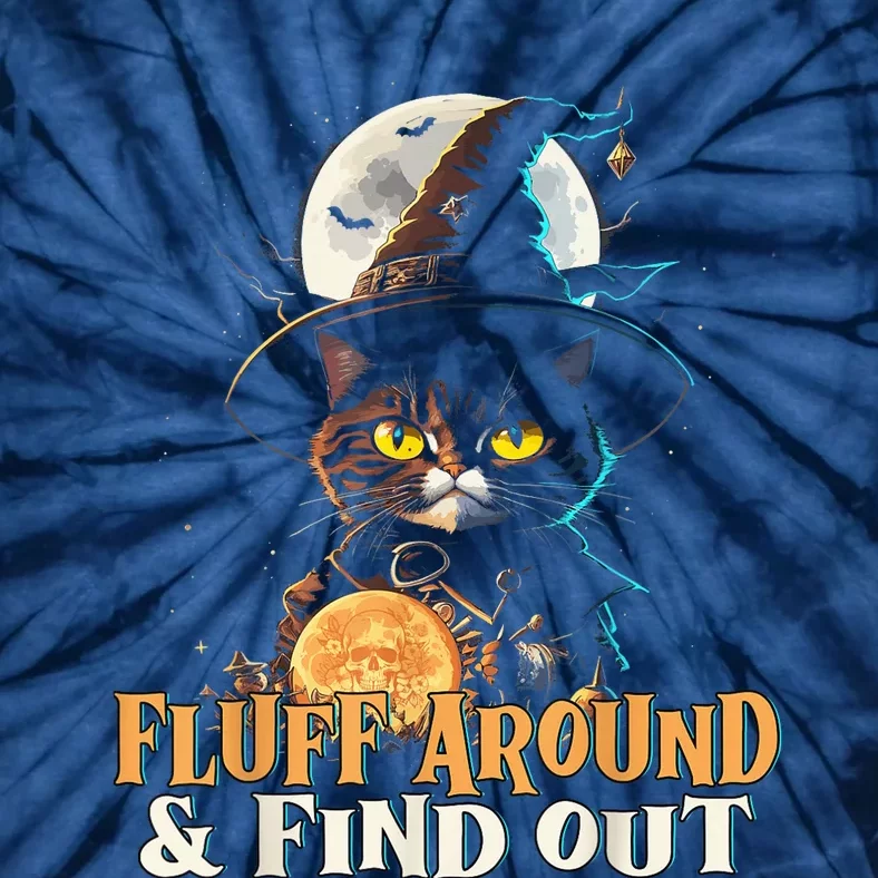 Fluff Around And Find Out Funny Cat Halloween Witch Graphic Tie-Dye T-Shirt