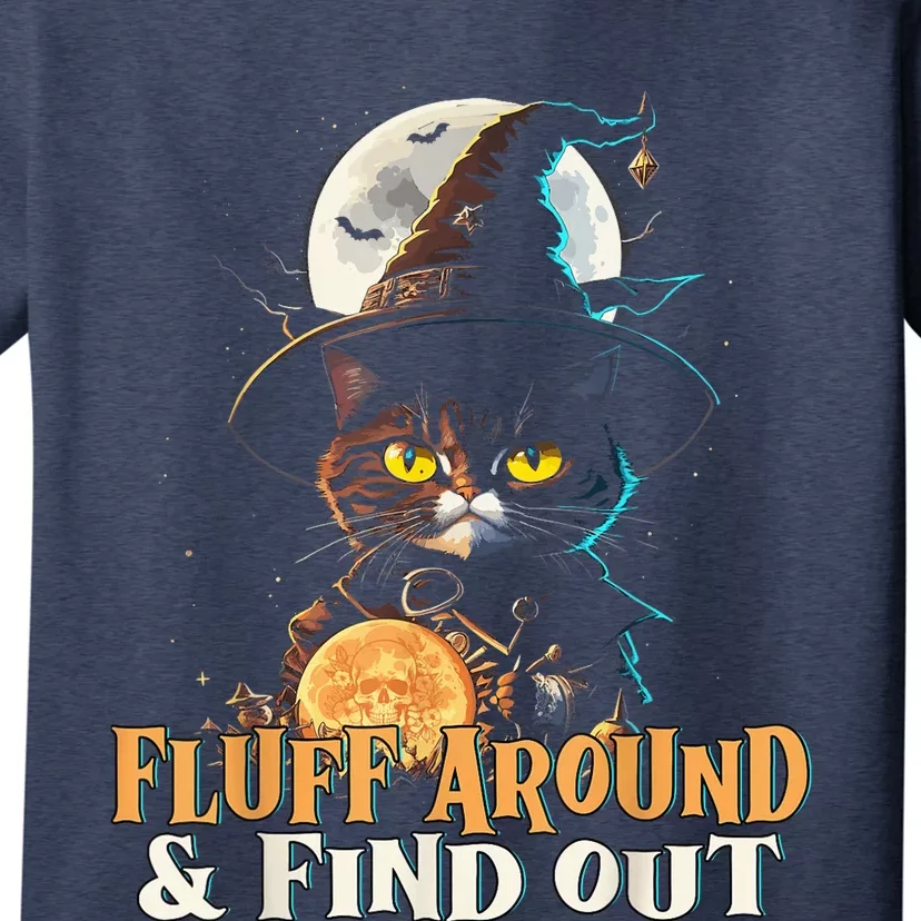 Fluff Around And Find Out Funny Cat Halloween Witch Graphic T-Shirt