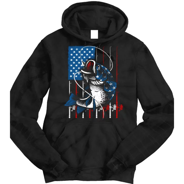 Fishing Art American Flag Usa Fishing Lover Tie Dye Hoodie