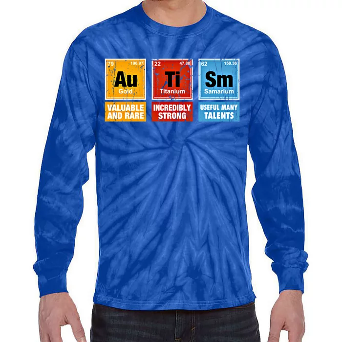 Funny Autism Awareness Chemistry Periodic Table Elets Asd Gift Tie-Dye Long Sleeve Shirt